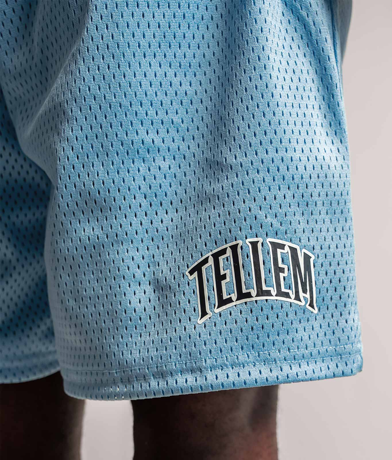 TELLEM Basketball Mesh Shorts Babyblau Logo