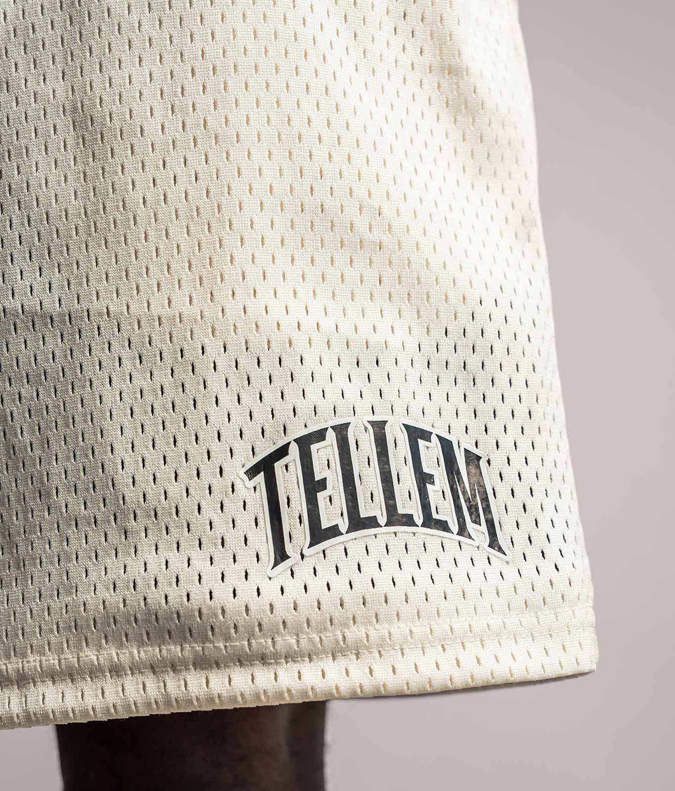 TELLEM Basketball Mesh Shorts Pearl Weiss Logo