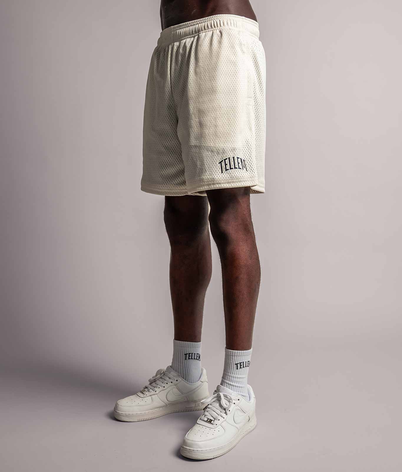 TELLEM Basketball Mesh Shorts Pearl Weiss Seitenansicht