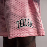 TELLEM Basketball Mesh Shorts Pink Rosa Logo