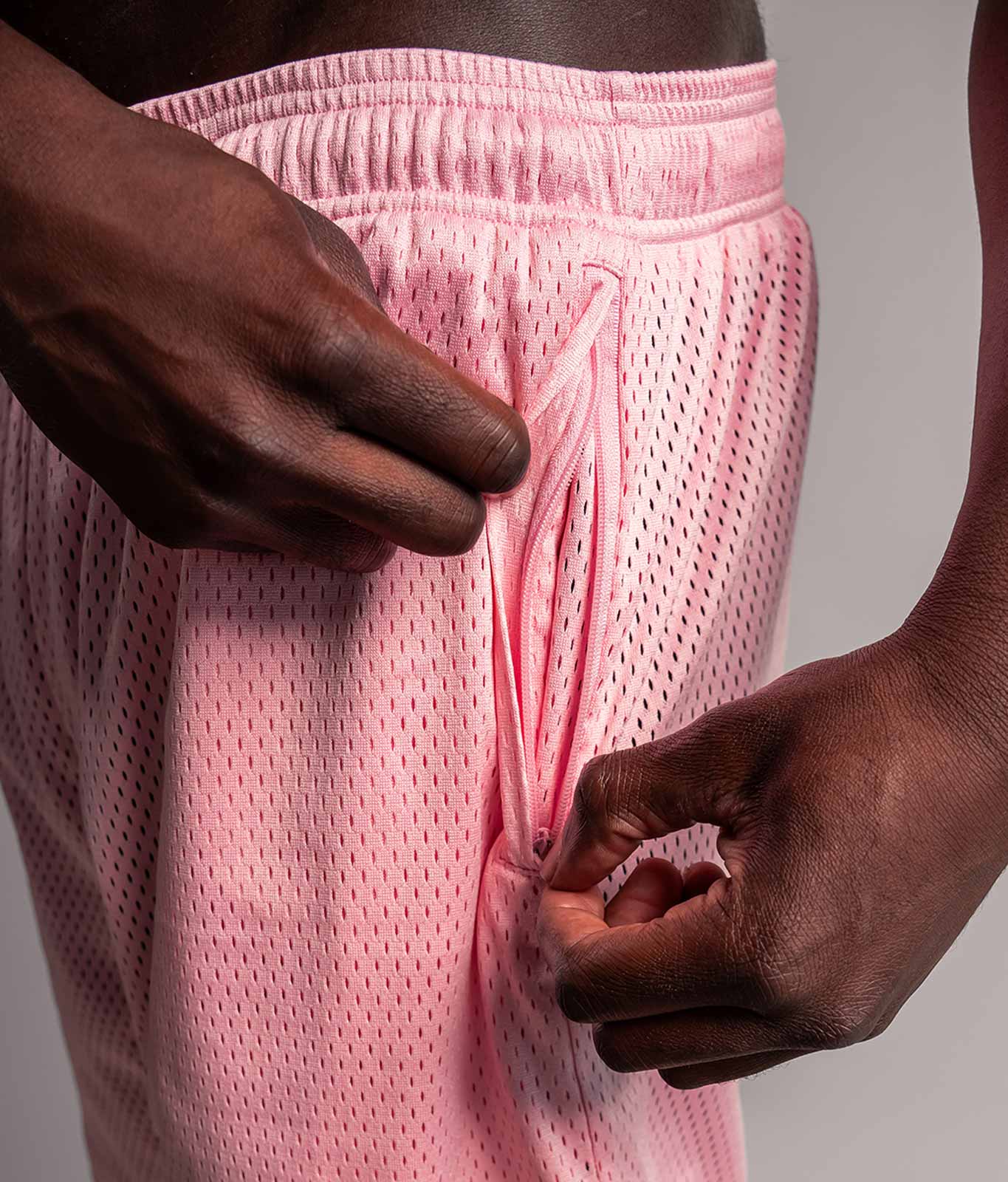 TELLEM Basketball Mesh Shorts Pink Rosa Reissverschluss