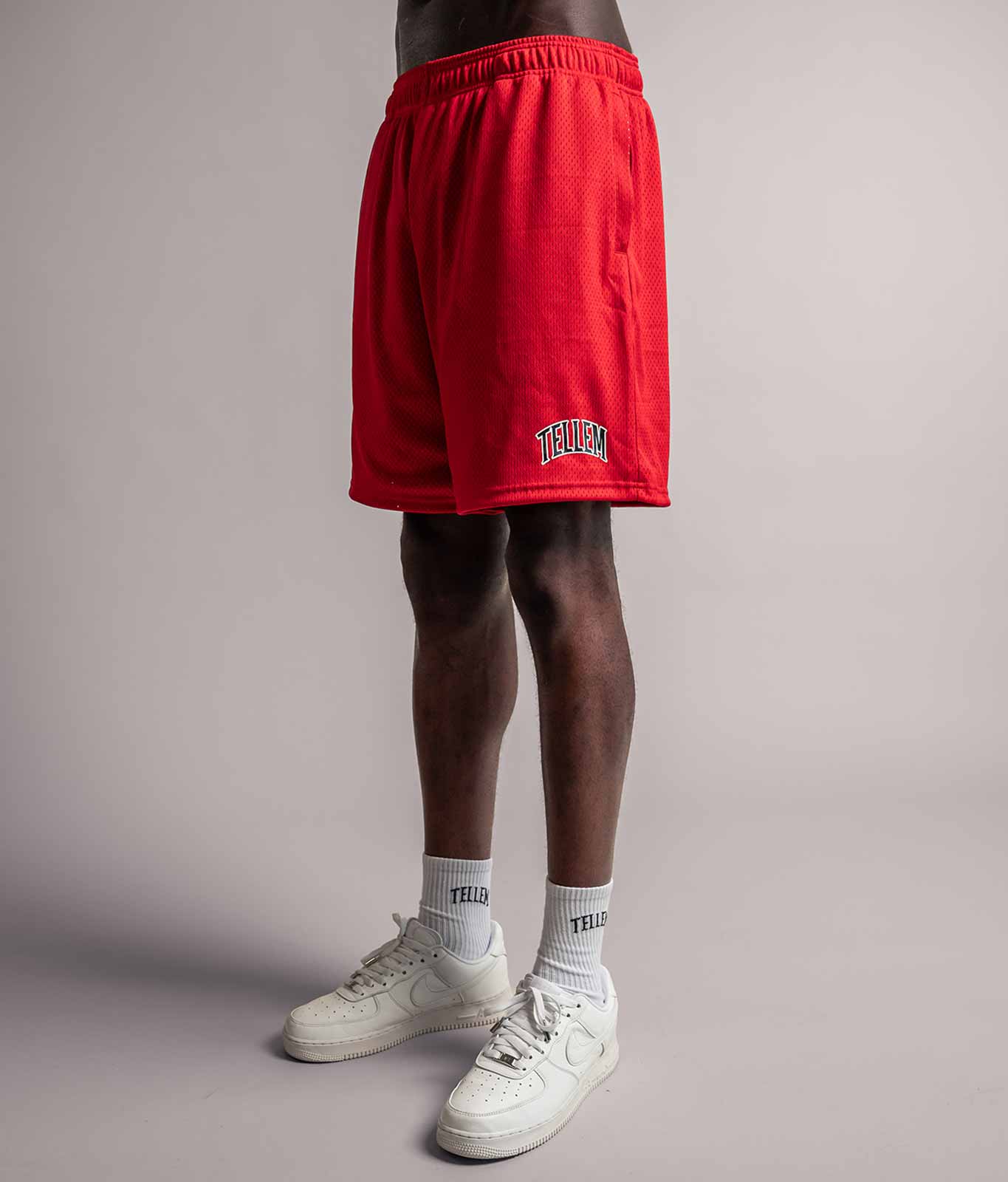 TELLEM Basketball Mesh Shorts Rot Seitenansicht