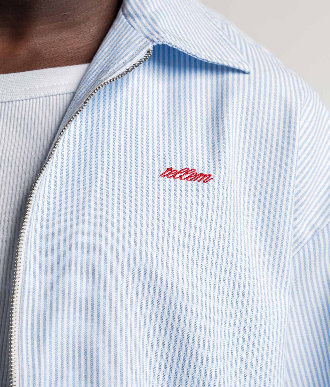 Logo Stick vom TELLEM Boxy Kurzarmhemd "Signature" in Blau/Weiß