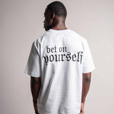TELLEM Oversize T-Shirt Bet On Yourself Backprint Weiss