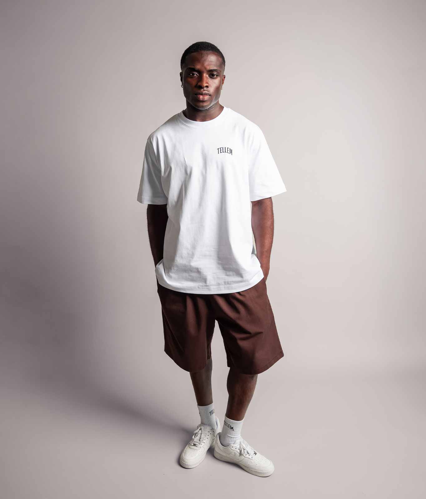 TELLEM Oversize T-Shirt Bet On Yourself Weiss Model Tragebild