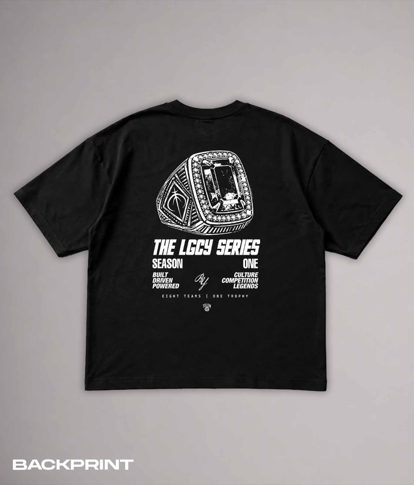 TELLEM The LGCY Series Ring Shirt Schwarz, Flatlay Rückseite mit großem Championship-Ring-Backprint